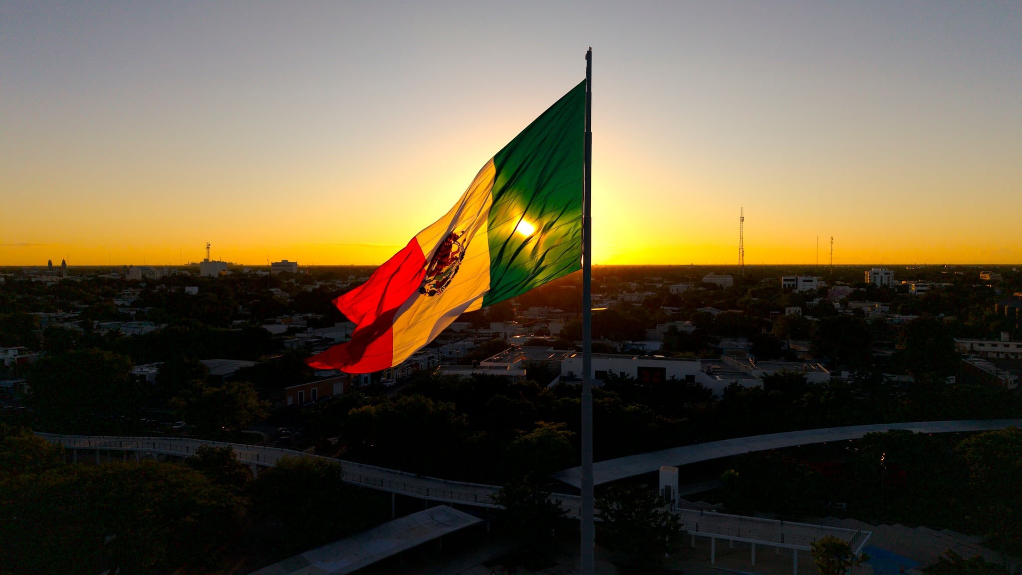 Vista aérea de México al atardecer